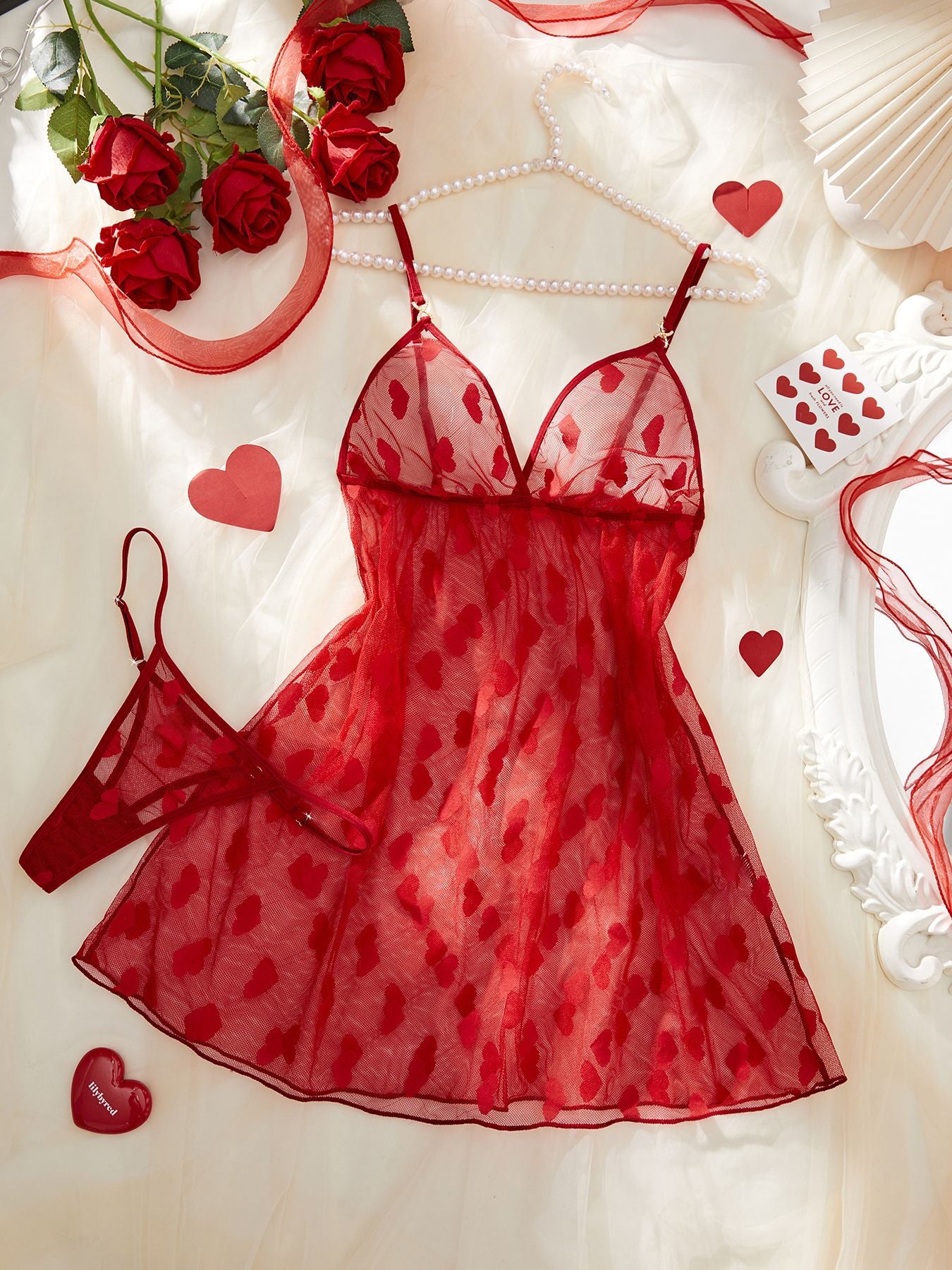 Sexy sheer mesh cutout backless lingerie