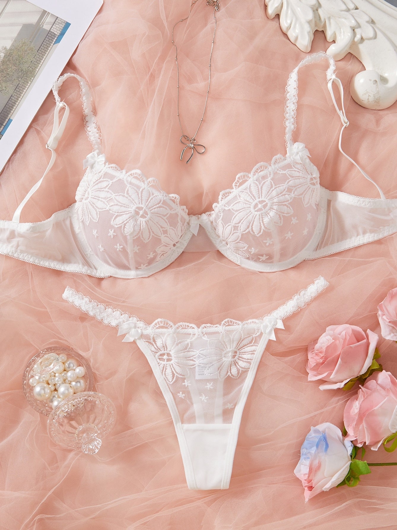 Lace sexy lingerie set pure desire push-up bra