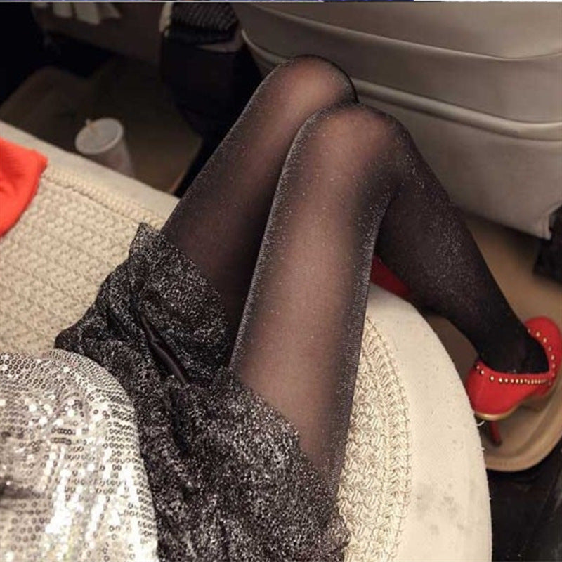 Gold and silver sequined pearlescent glossy pantyhose