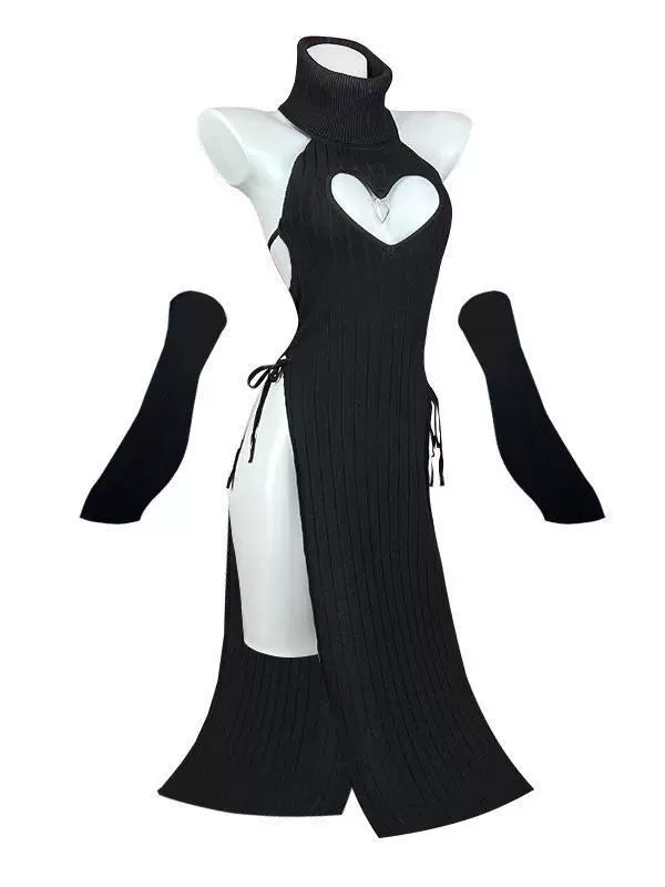 Heart-shaped cheongsam black turtleneck role play