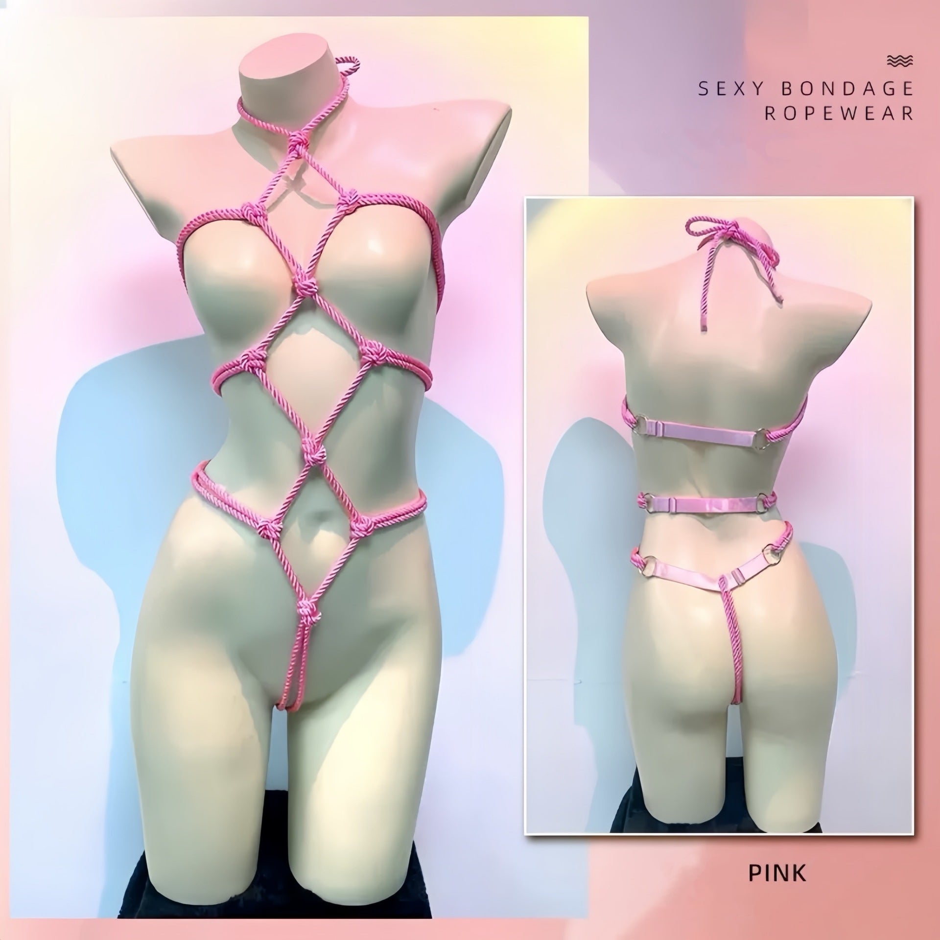 Sexy bondage open crotch rope suit