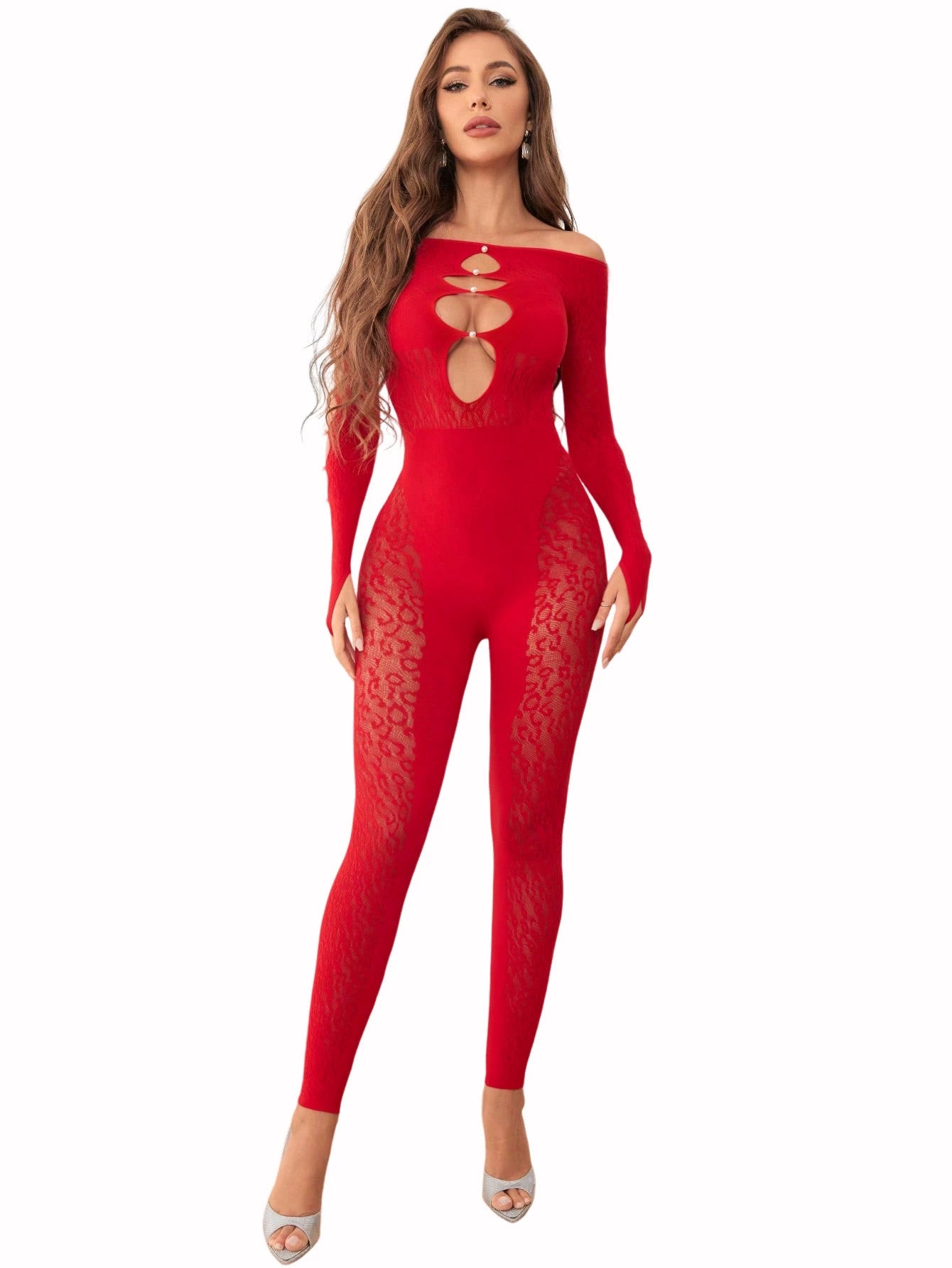 One-piece mesh new leopard print flirting pajamas