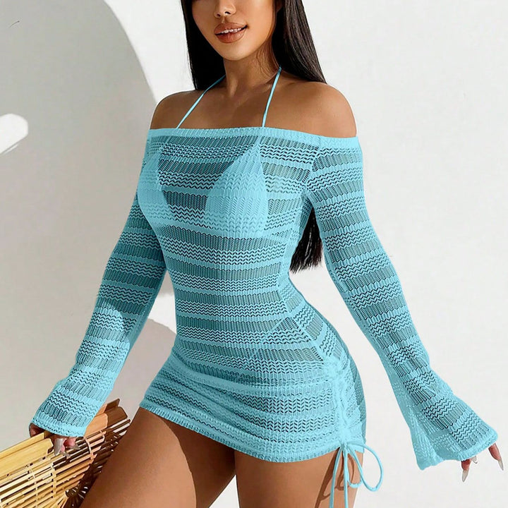 Long-sleeved mesh sun-protective beach dress sexy cover-up