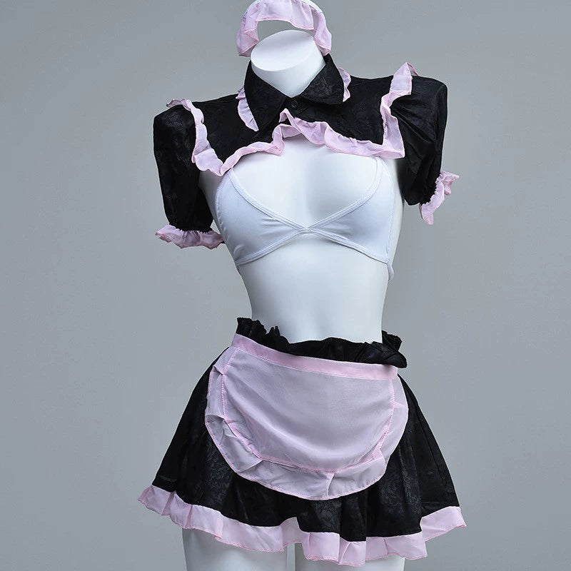 Cute sheer chiffon maid costume lingerie