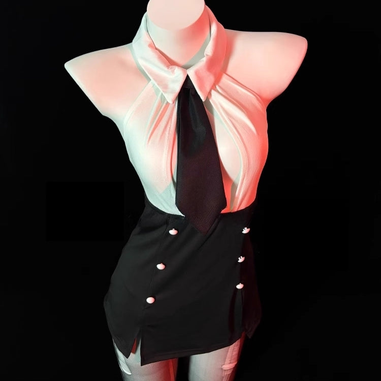 Milk silk one-piece lingerie with a seductive uniform design