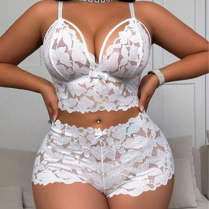 Lace sheer seductive lingerie set