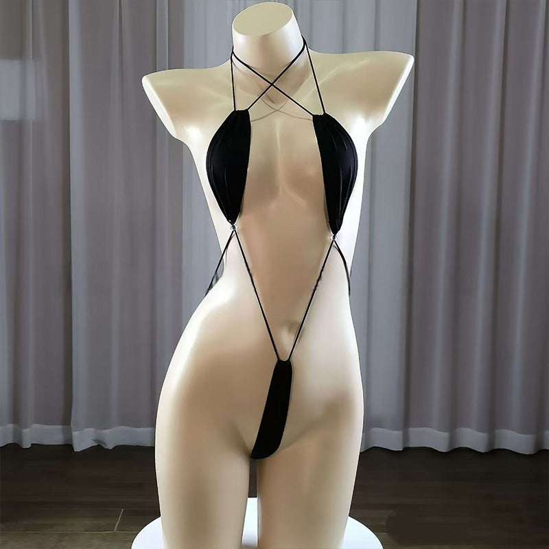 Sexy strappy women's lingerie set, seductive bodysuit.