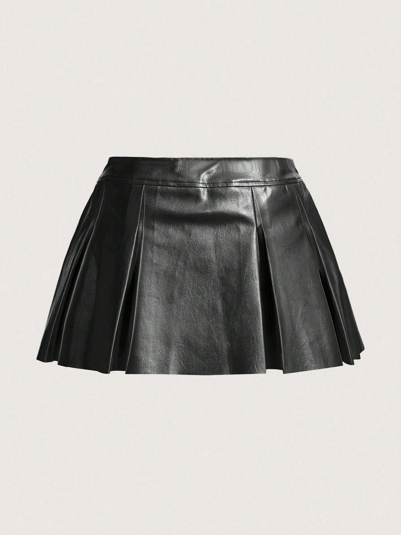 Pleated skirt, high-waisted skirt, leather skirt, women's short skirt