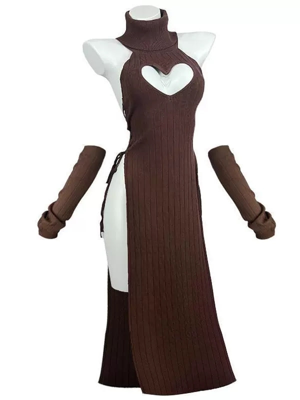 Heart-shaped cheongsam black turtleneck role play