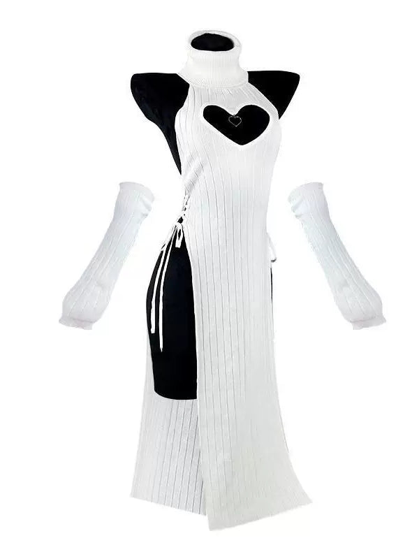 Heart-shaped cheongsam black turtleneck role play