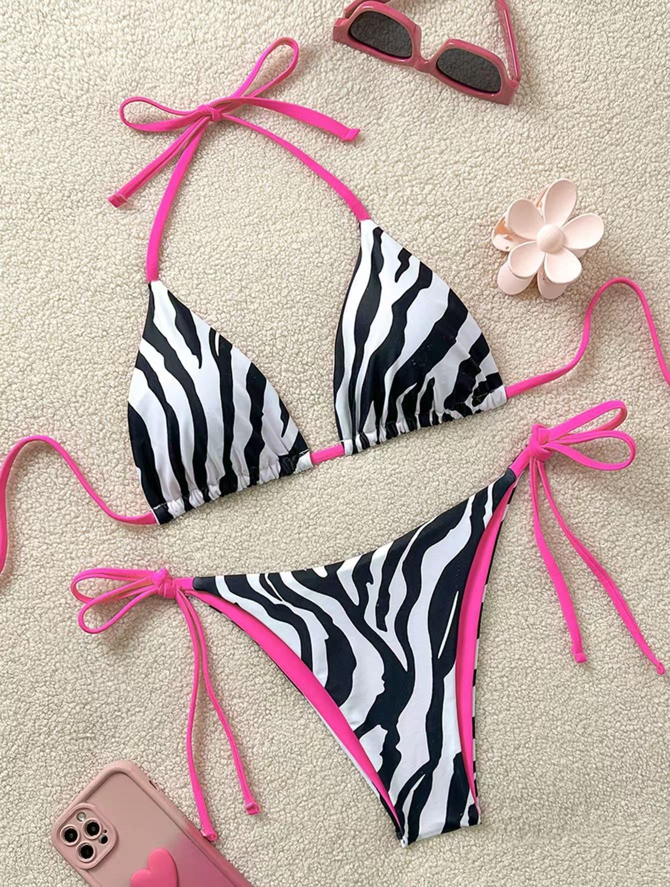 Wave pattern swimsuit triangle sexy lingerie