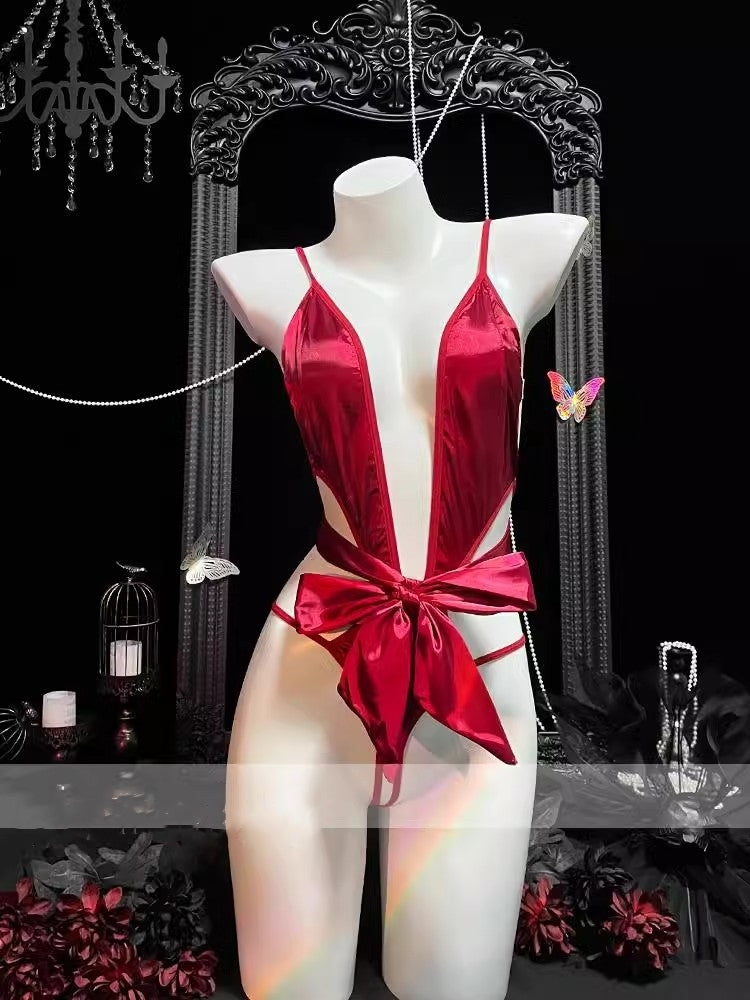 Sexy lingerie bow tie temptation jumpsuit