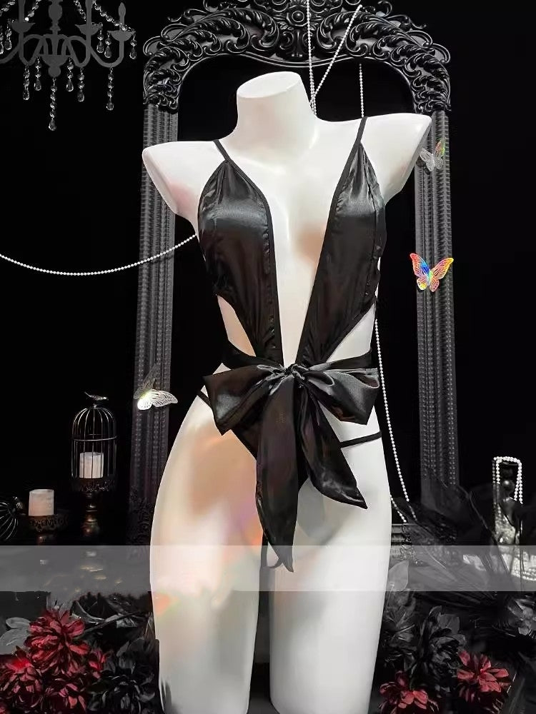 Sexy lingerie bow tie temptation jumpsuit