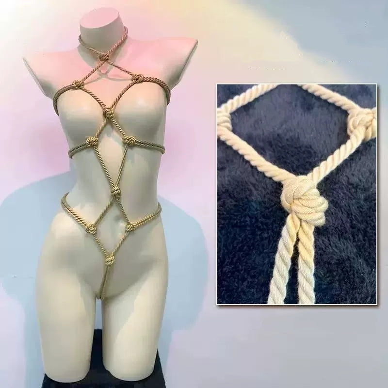 Sexy bondage open crotch rope suit