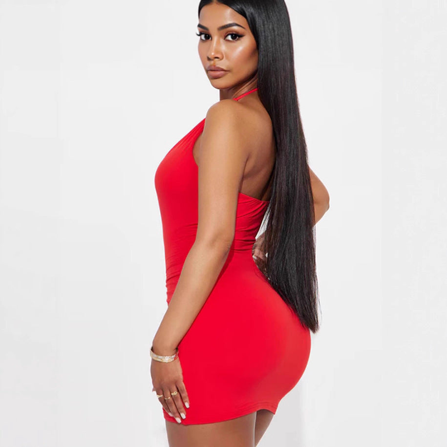 Sexy, figure-hugging, bodycon, cutout, halter-neck mini dress