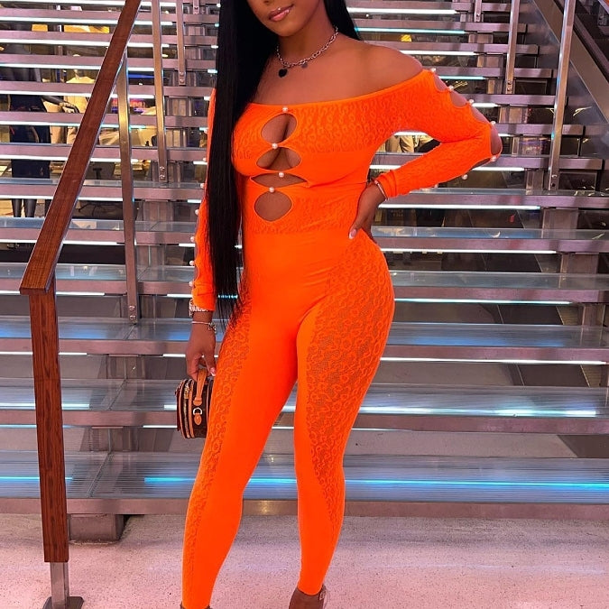 One-piece mesh new leopard print flirting pajamas