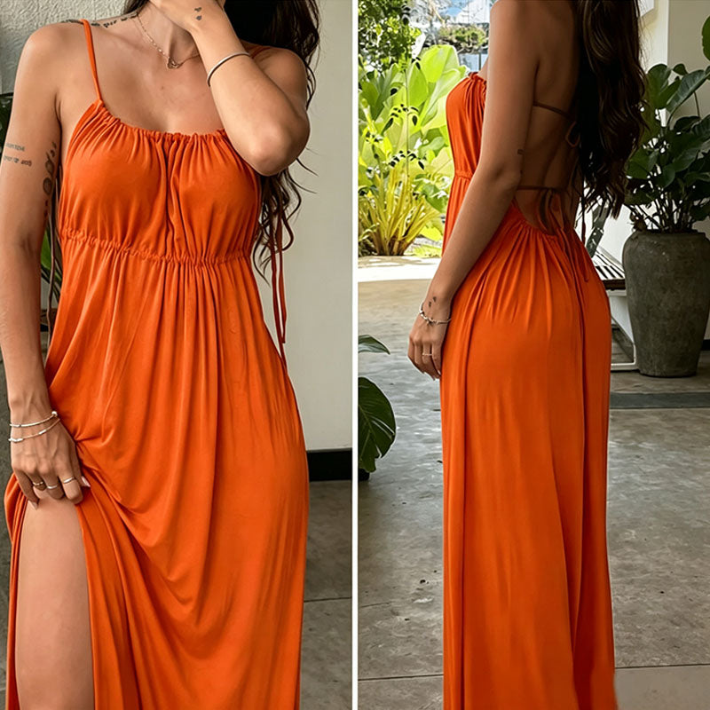 Loose-fitting drawstring camisole dress