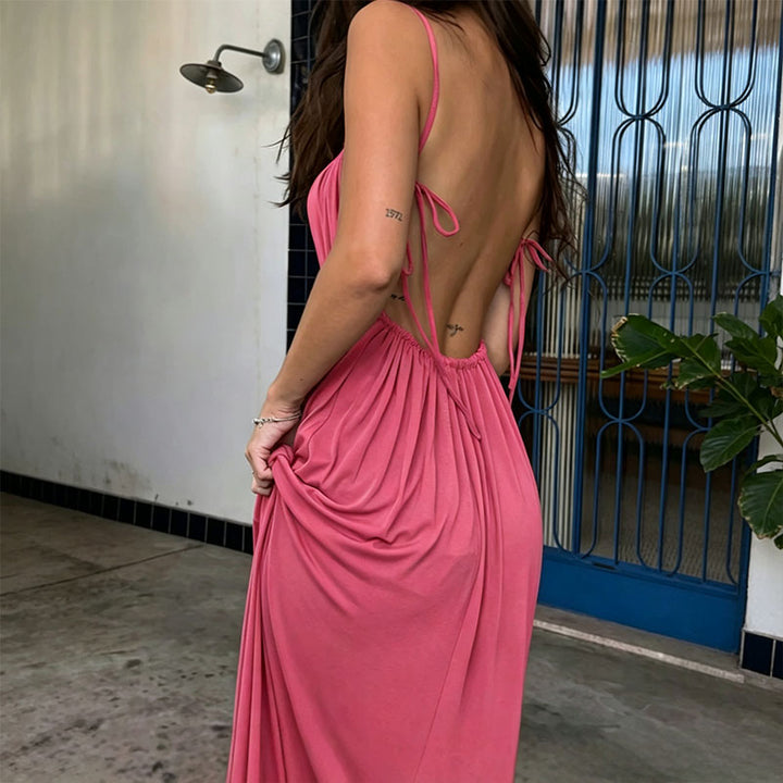 Loose-fitting drawstring camisole dress