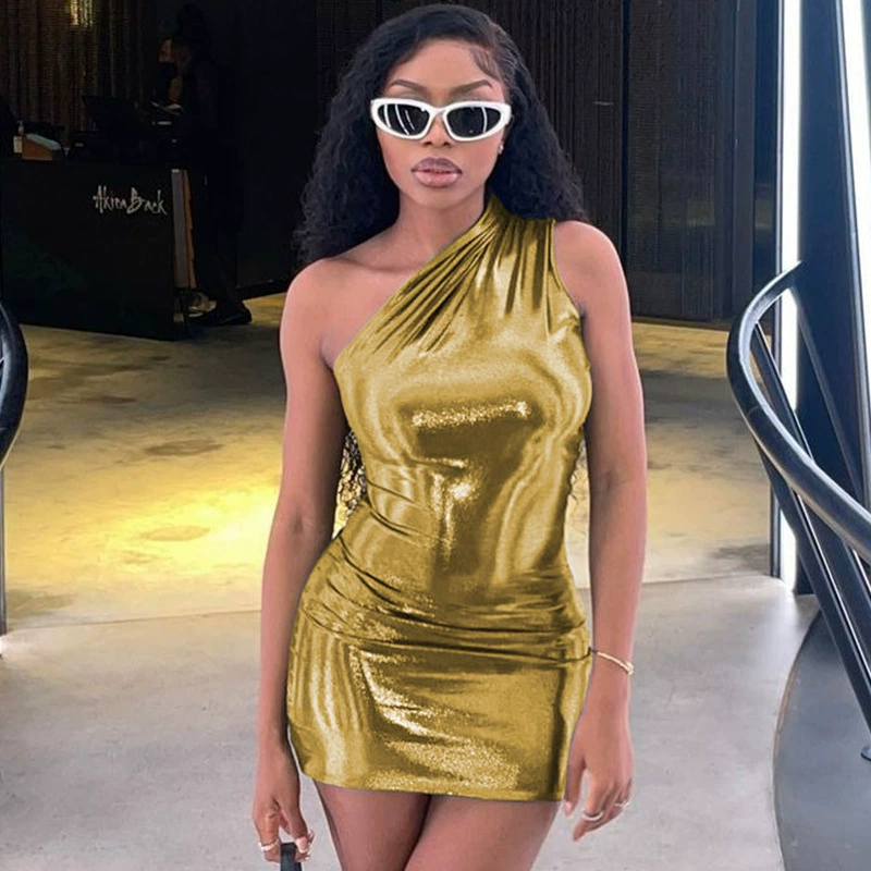 One-Shoulder Sleeveless Bodycon Dress