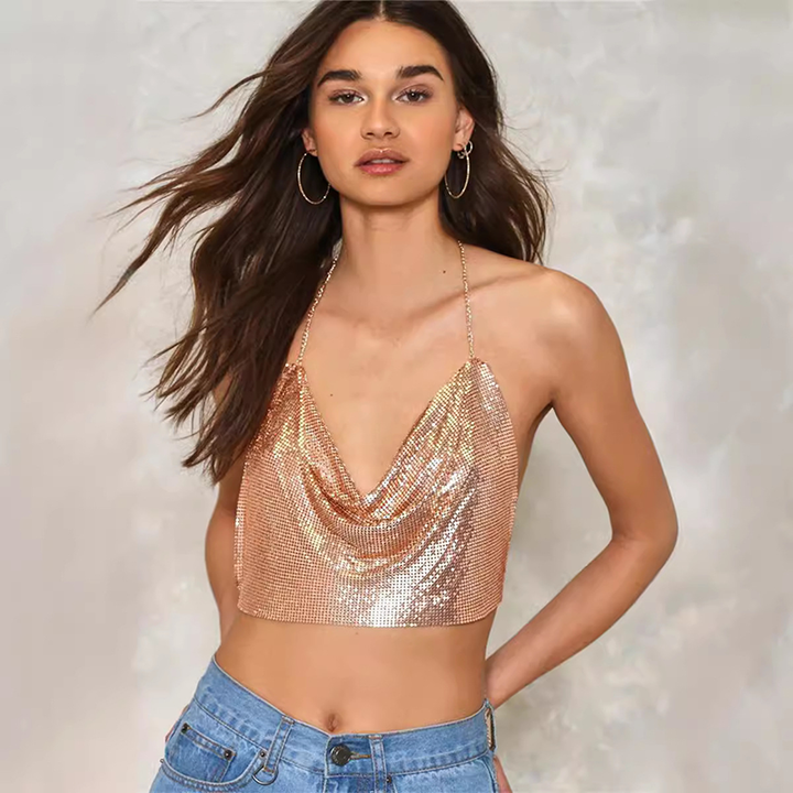 Solid-Color Backless Lace Camisole