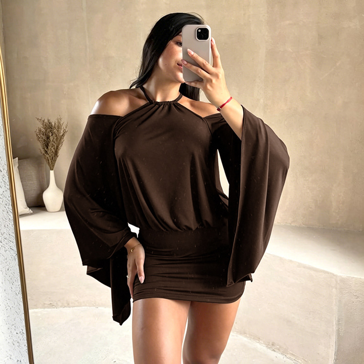 Camisole off-shoulder bell-sleeve top and skirt set