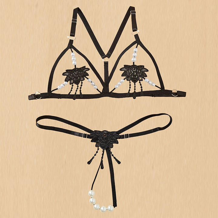 Lace and Beaded Camisole Lingerie Set