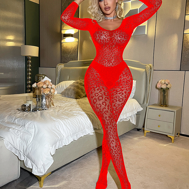Long-Sleeve Silky Sheer-Shoulder Mesh Bodysuit