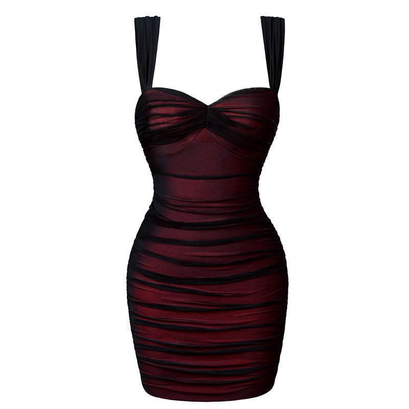 Color Block Ruched Cami Mini Dress