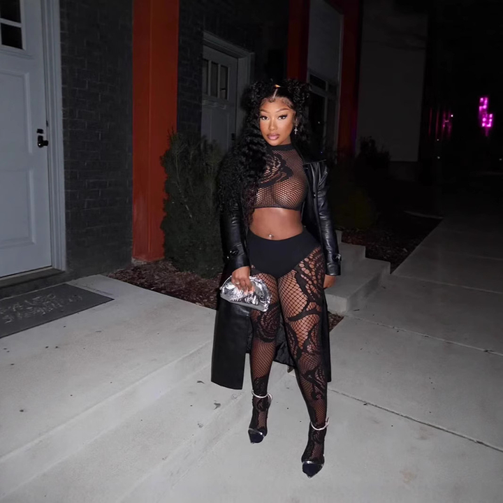 Sheer Cut-out Bodystocking Set
