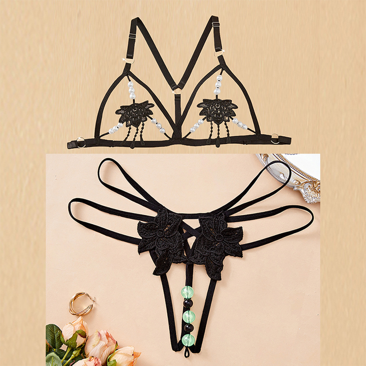 Lace and Beaded Camisole Lingerie Set