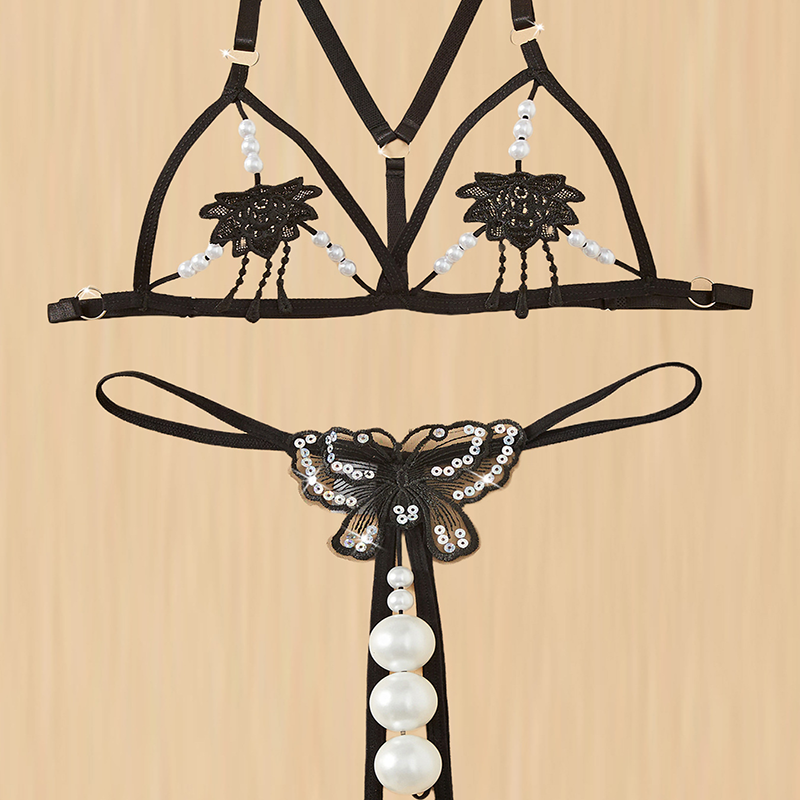 Lace and Beaded Camisole Lingerie Set