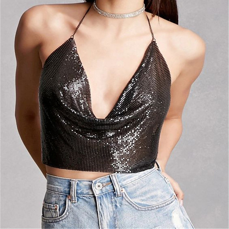 Solid-Color Backless Lace Camisole