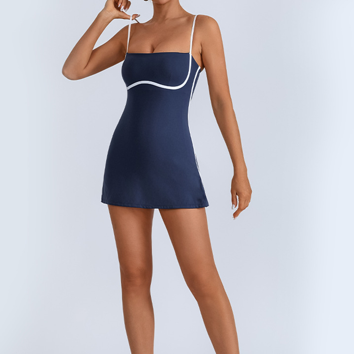 Square-neck spaghetti strap bodycon dress