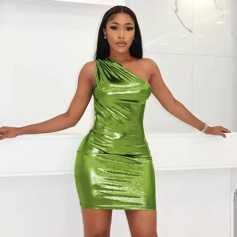 One-Shoulder Sleeveless Bodycon Dress